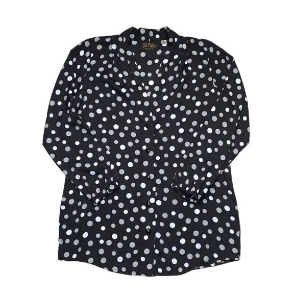 Bob Mackie Polka Dot Long Sleeve Shirt Top - Picture 12 of 12
